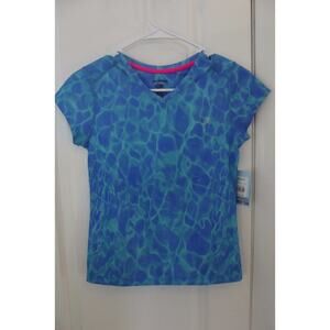 NWT REEL LEGENDS Shirt - Kids Size Medium - Blue Water Patterned V-Neck Dry-Fit